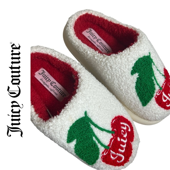 Juicy Couture Los Angeles Juicy Cherries Shearling Mule‎ Slippers - Size 5/6 - Picture 3 of 4
